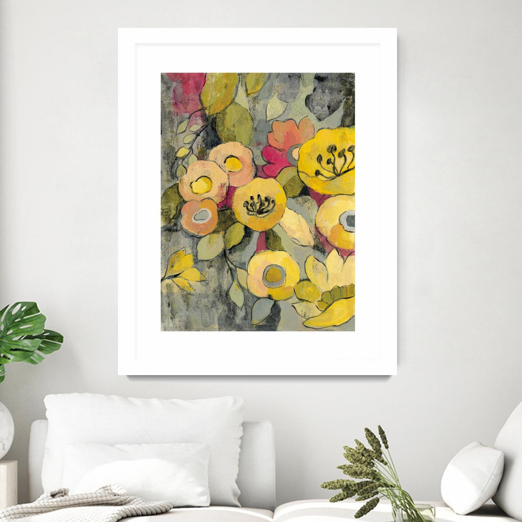 Yellow Floral Duo II by Silvia Vassileva on GIANT ART - grey floral