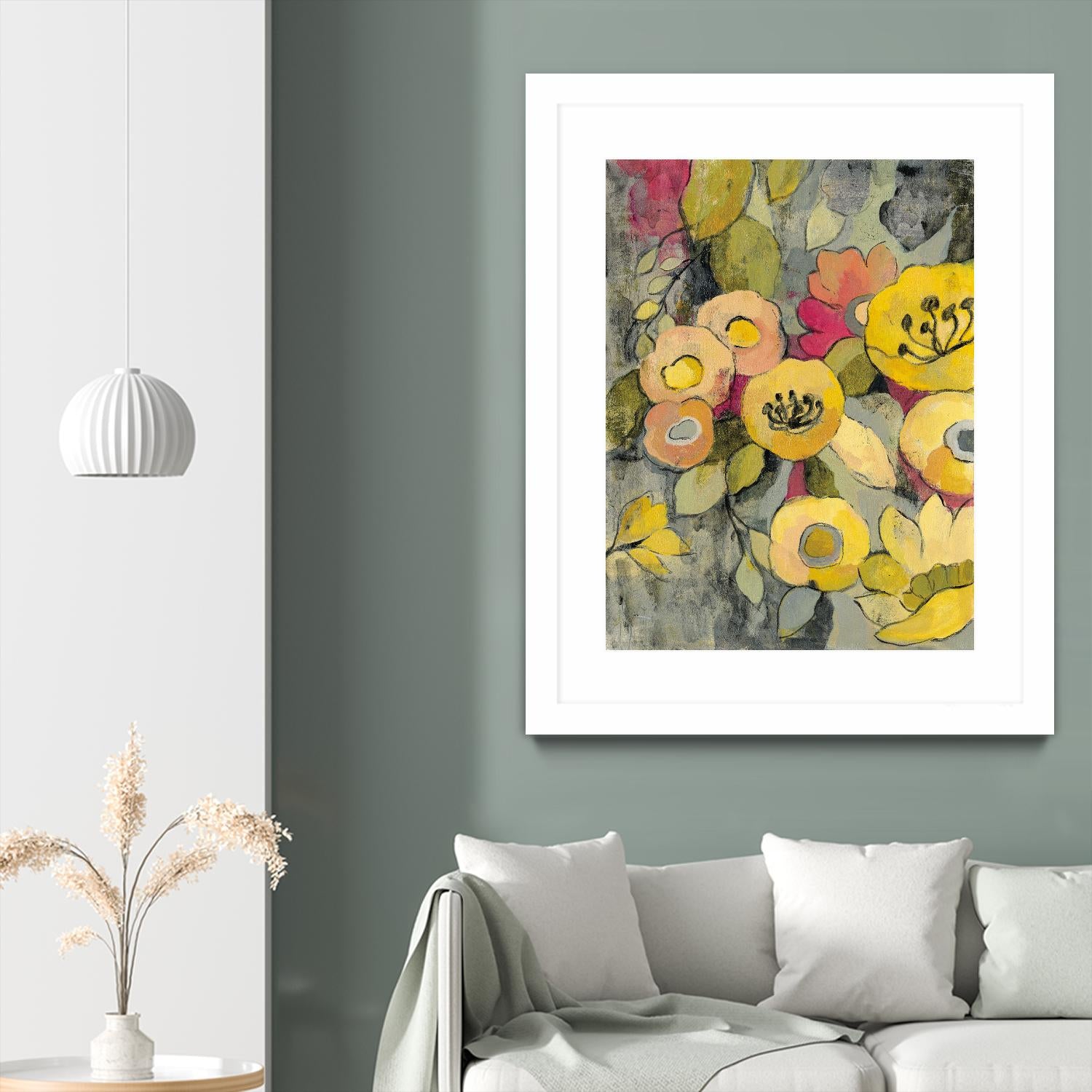 Yellow Floral Duo II by Silvia Vassileva on GIANT ART - grey floral