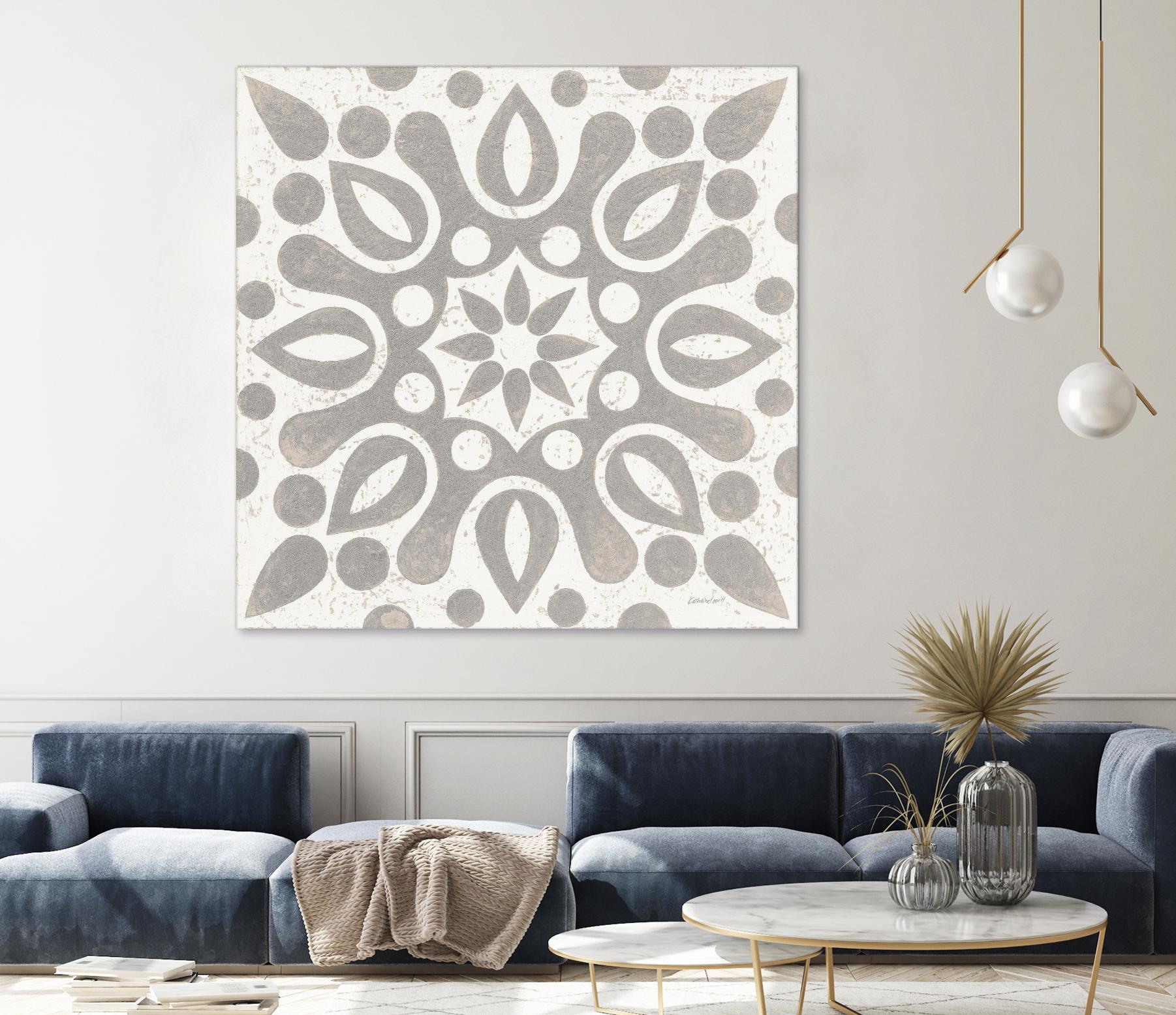 Winter Caravan Tile IV by Kathrine Lovell on GIANT ART - multi abstract cream