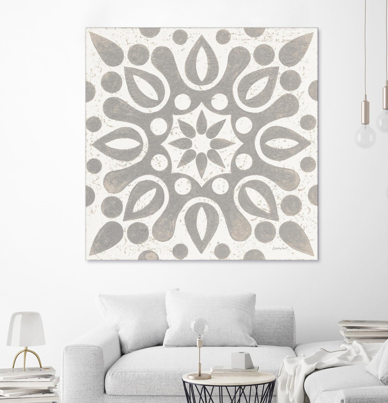 Winter Caravan Tile IV by Kathrine Lovell on GIANT ART - multi abstract cream