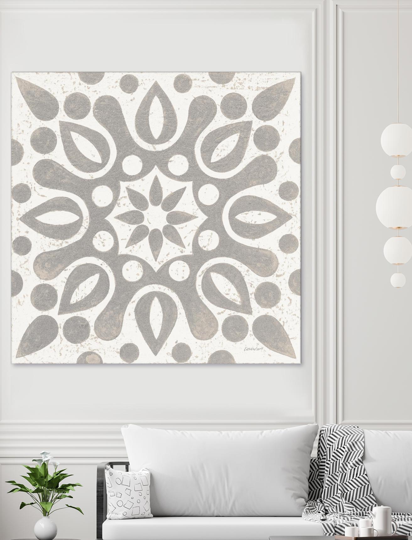 Winter Caravan Tile IV by Kathrine Lovell on GIANT ART - multi abstract cream