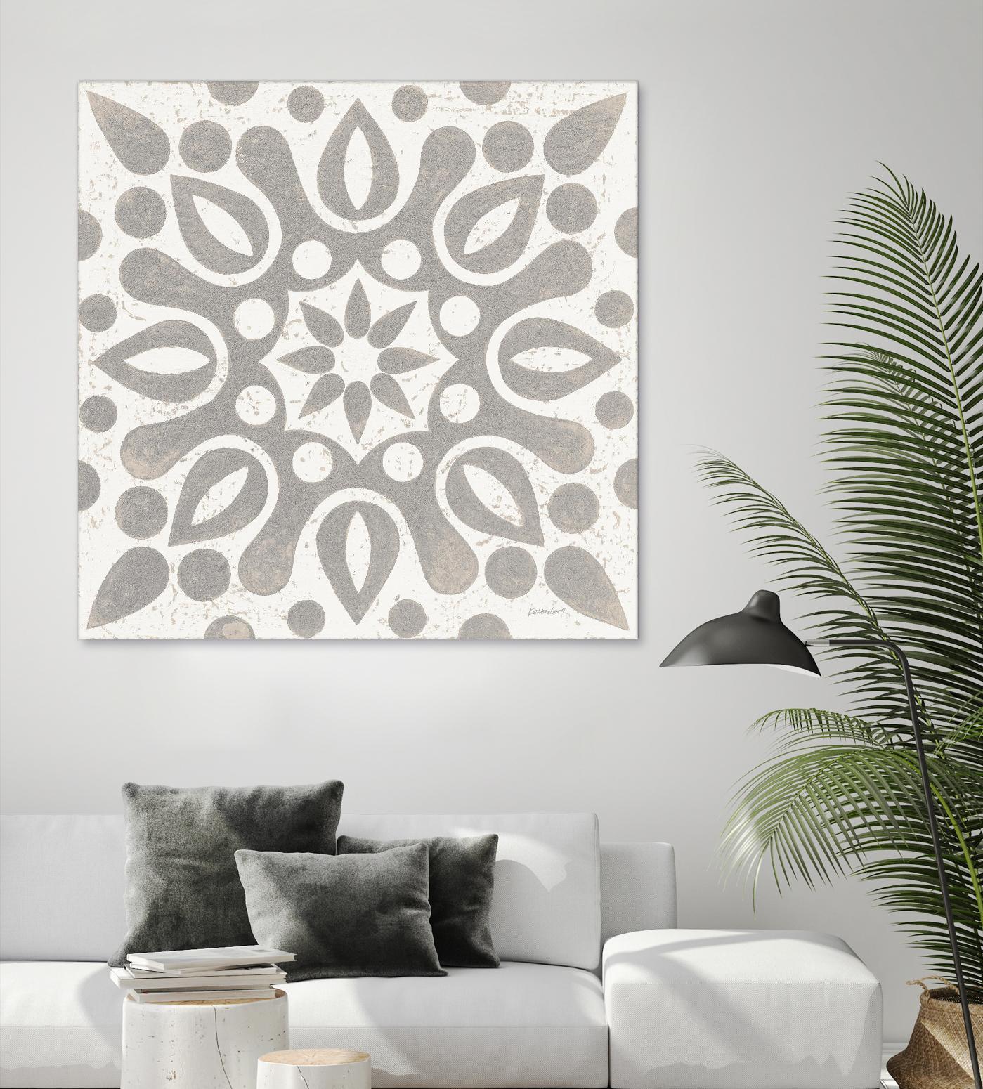 Winter Caravan Tile IV by Kathrine Lovell on GIANT ART - multi abstract cream