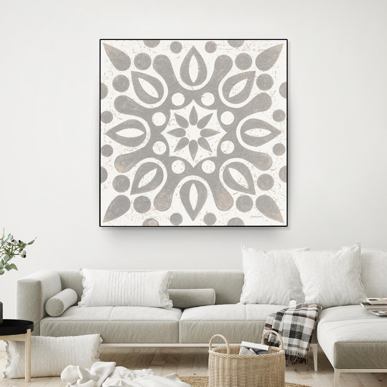 Winter Caravan Tile IV by Kathrine Lovell on GIANT ART - multi abstract cream
