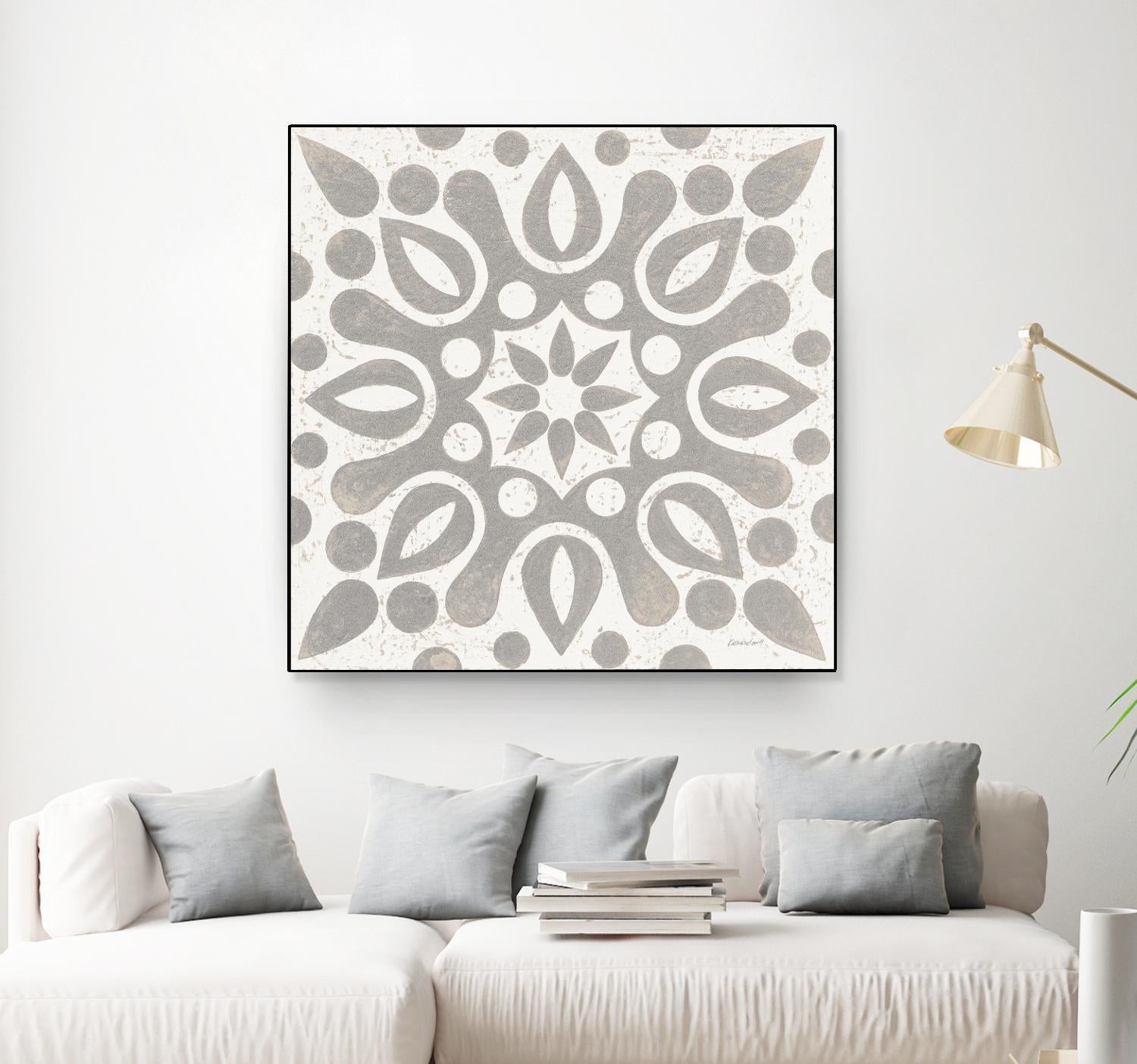 Winter Caravan Tile IV by Kathrine Lovell on GIANT ART - multi abstract cream