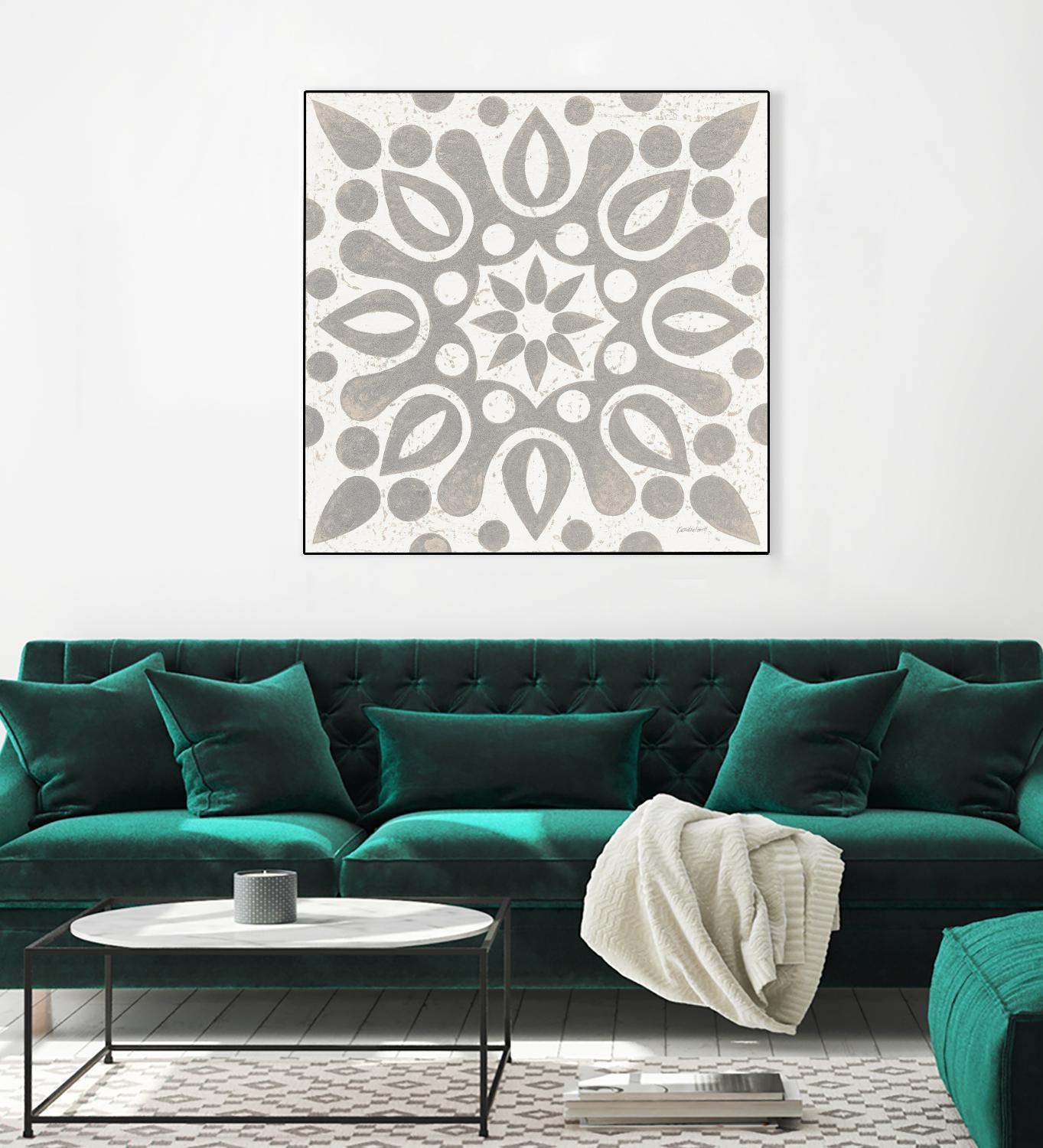 Winter Caravan Tile IV by Kathrine Lovell on GIANT ART - multi abstract cream