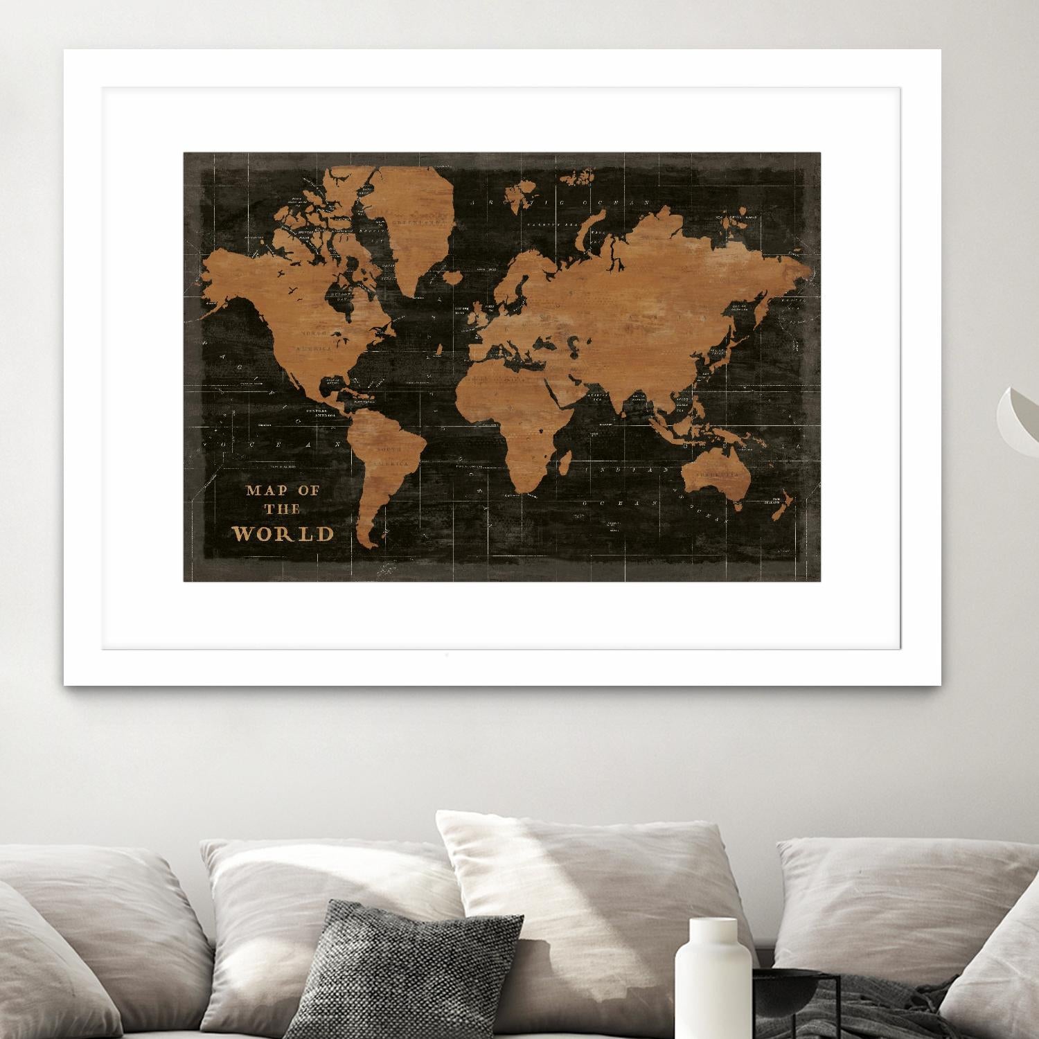 World Map Industrial by Sue Schlabach on GIANT ART - black  maps words and phrases