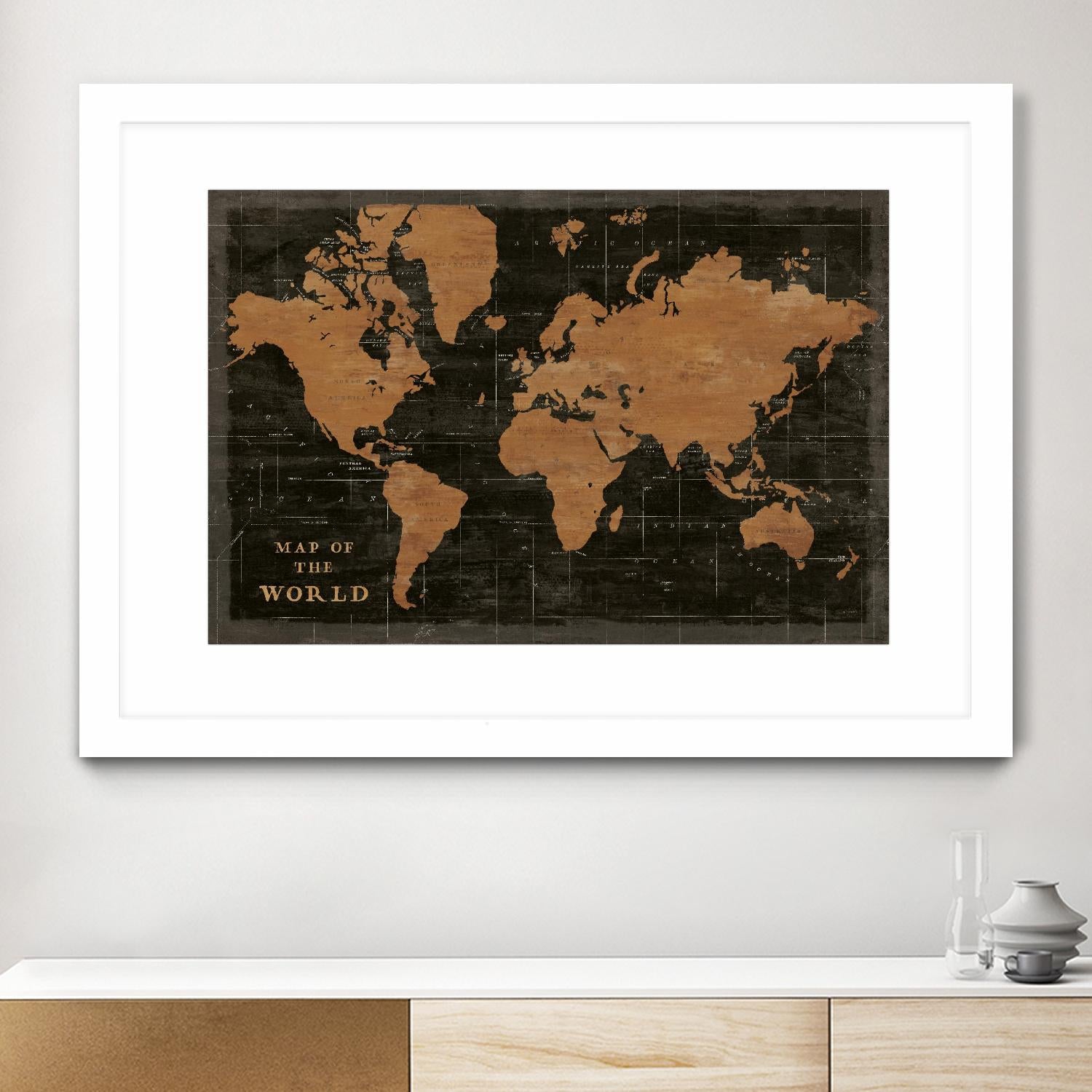 World Map Industrial by Sue Schlabach on GIANT ART - black  maps words and phrases