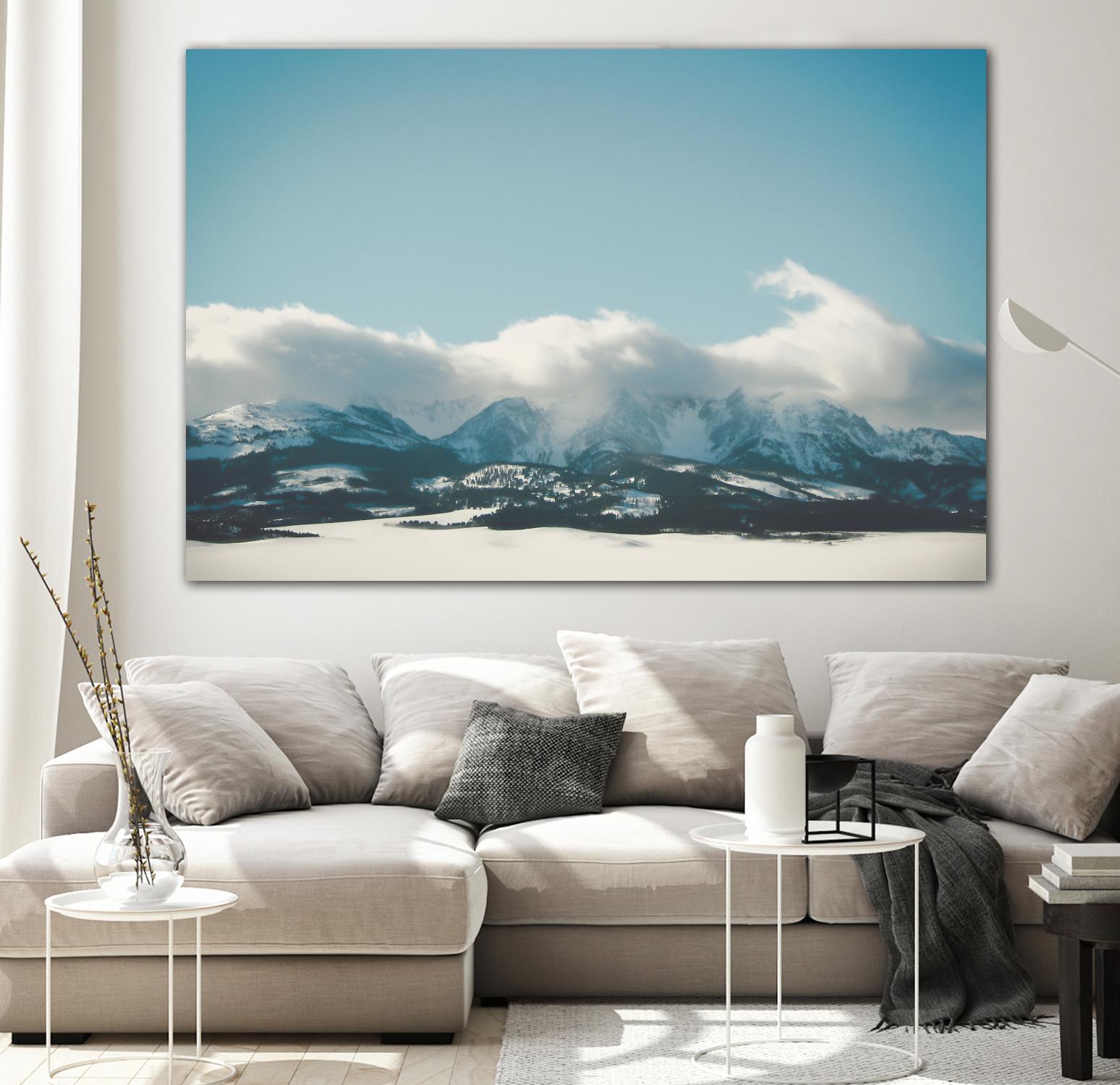 Bridger Mountain Cloud Cover by Annie Bailey Art on GIANT ART - white,blue landscapes, photography, mountains, snow, winter, hills