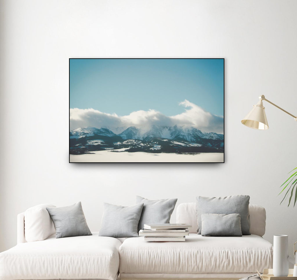 Bridger Mountain Cloud Cover by Annie Bailey Art on GIANT ART - white,blue landscapes, photography, mountains, snow, winter, hills