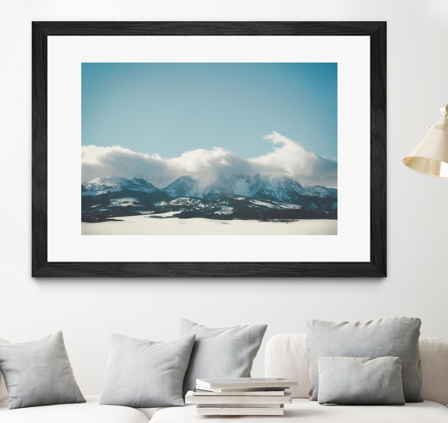 Bridger Mountain Cloud Cover by Annie Bailey Art on GIANT ART - white,blue landscapes, photography, mountains, snow, winter, hills