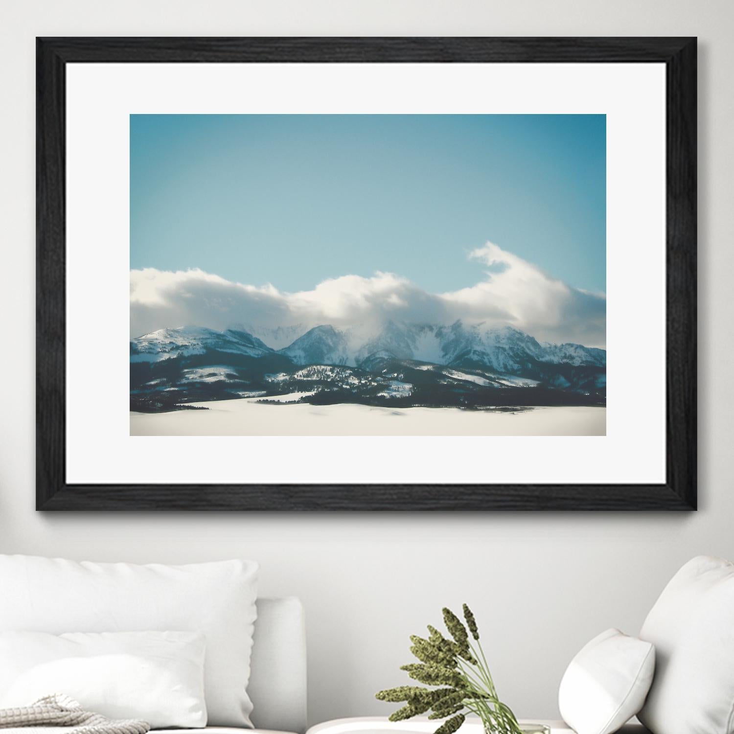 Bridger Mountain Cloud Cover by Annie Bailey Art on GIANT ART - white,blue landscapes, photography, mountains, snow, winter, hills