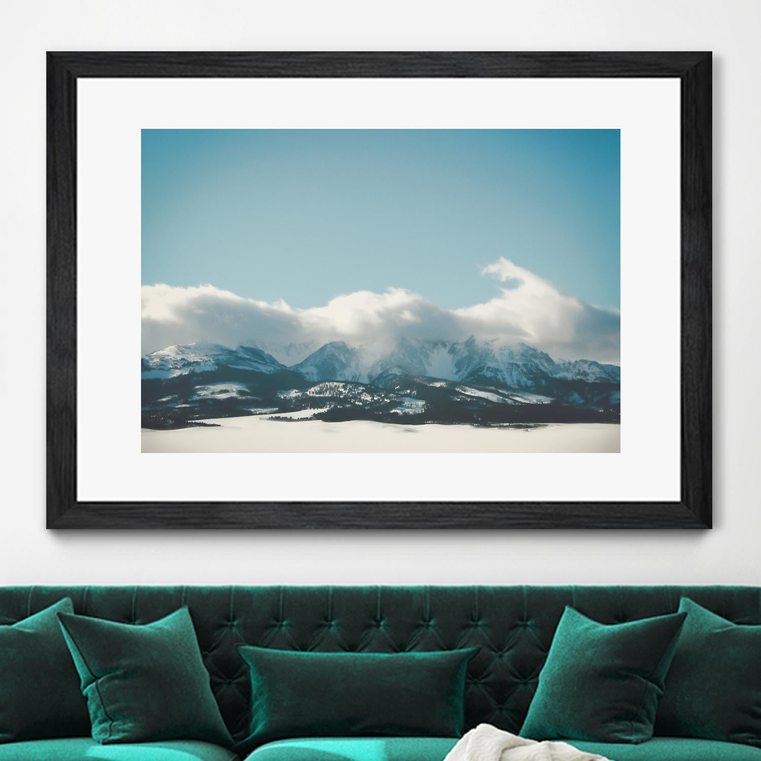 Bridger Mountain Cloud Cover by Annie Bailey Art on GIANT ART - white,blue landscapes, photography, mountains, snow, winter, hills