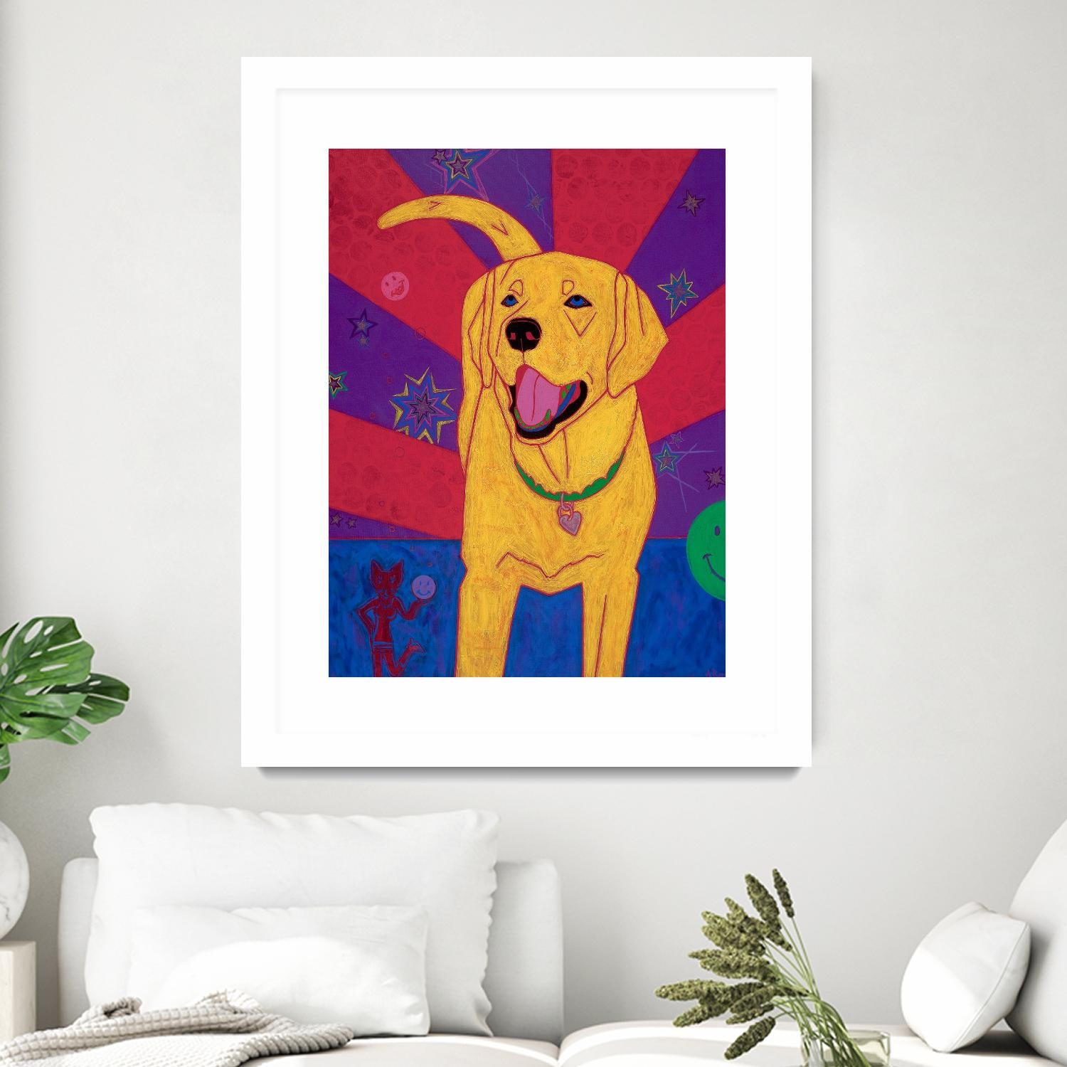 Yellow Happiness by Angela Bond on GIANT ART - multicolor animals; contemporary