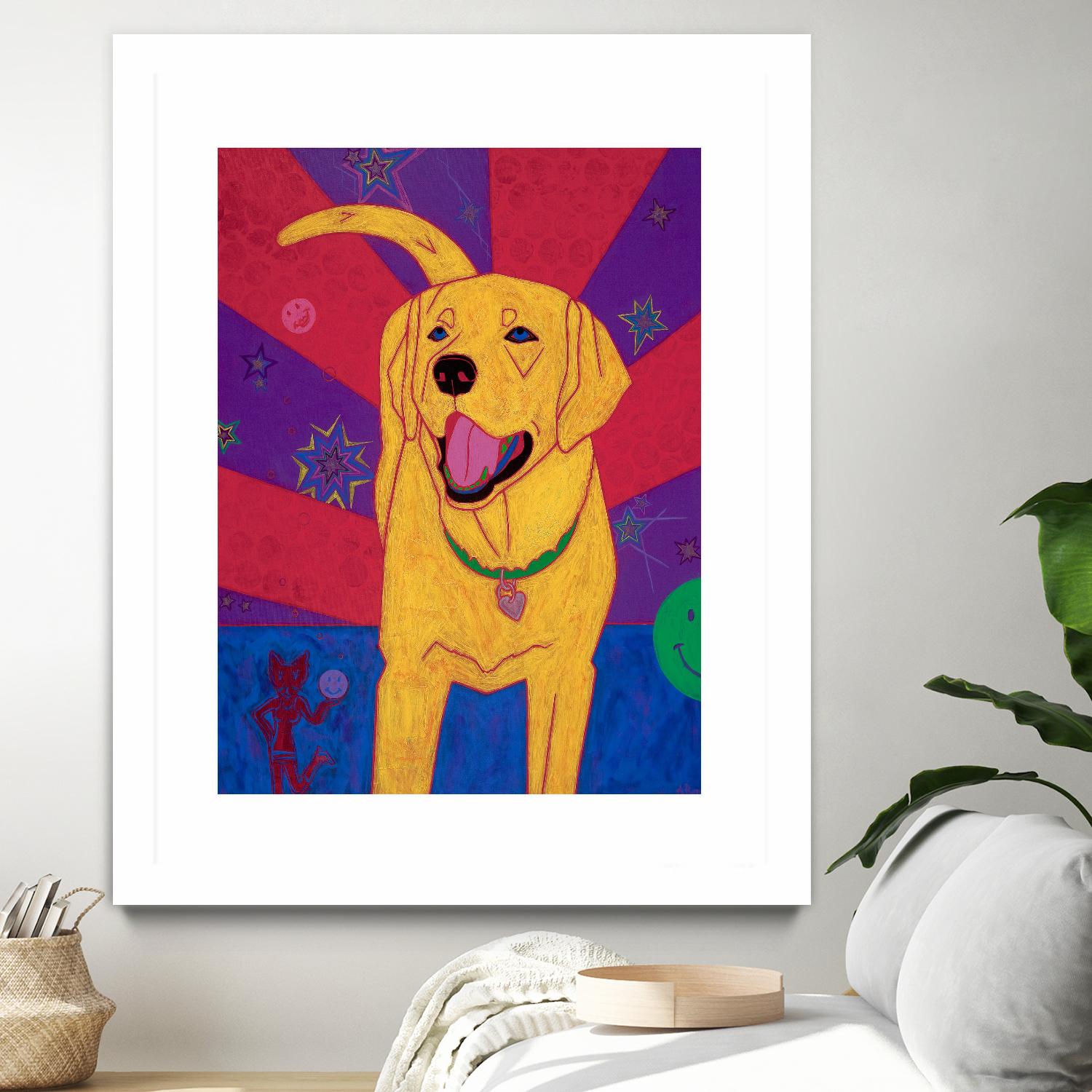 Yellow Happiness by Angela Bond on GIANT ART - multicolor animals; contemporary