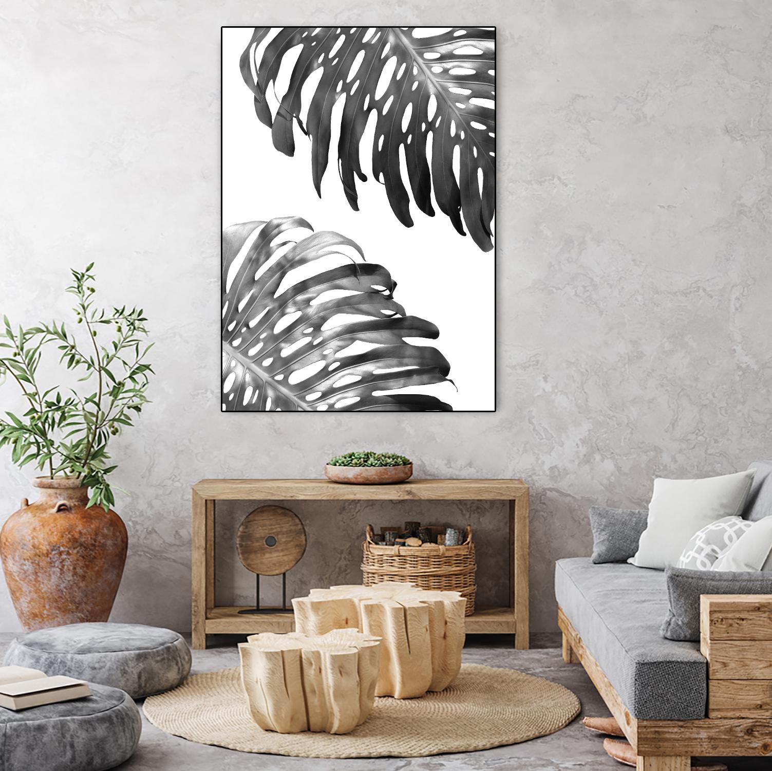 Double Philodendron (BW) by Lexie Greer on GIANT ART - multicolor photography; floral/still life