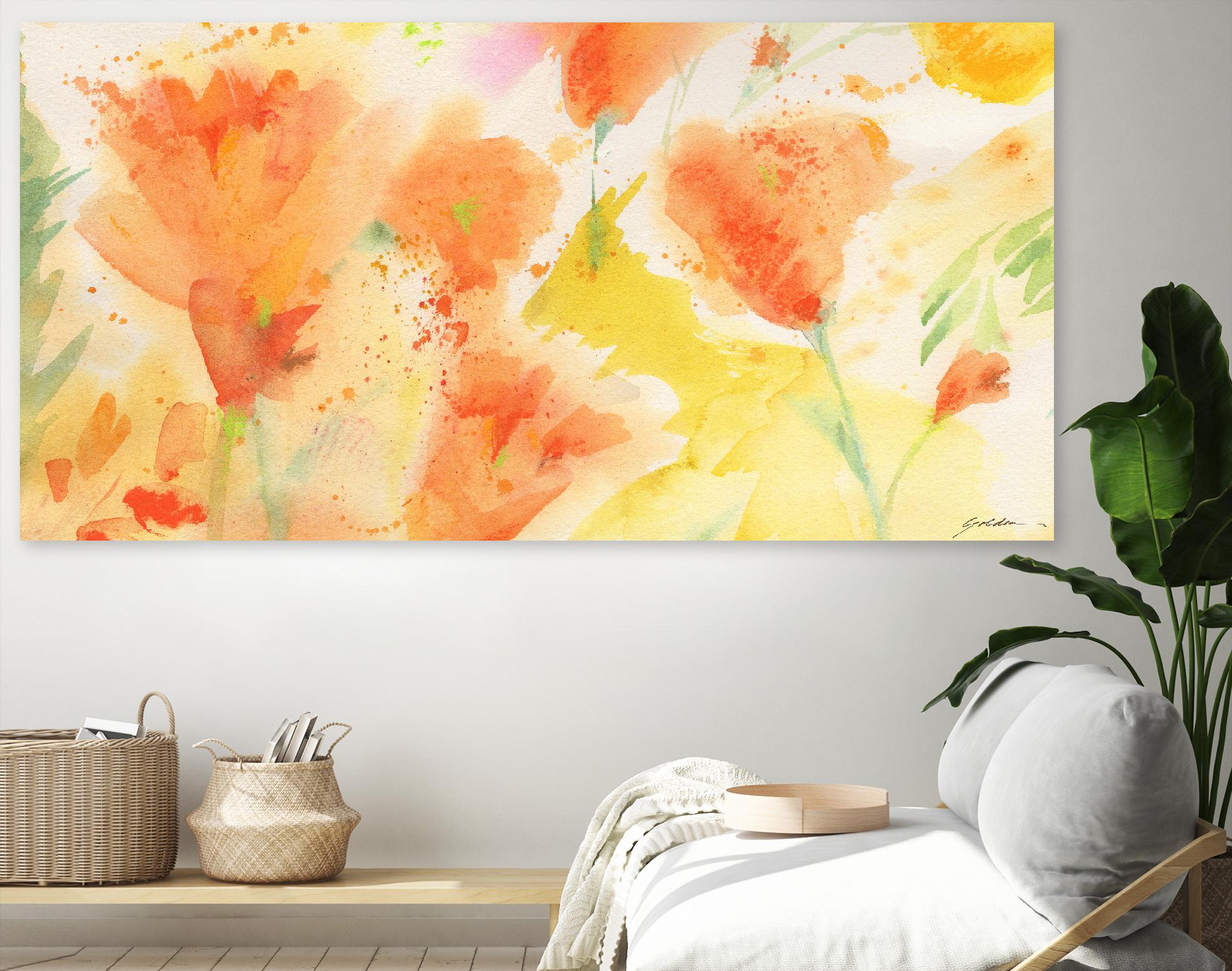 Windblown Poppies #1 by Sheila Golden on GIANT ART - multicolor floral/still life; contemporary