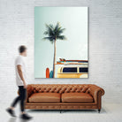 Surf Bus Yellow by Design Fabrikken on GIANT ART - multi coastal, landscapes, photography, beaches, cars, palm trees, surfing, tropical, transportation