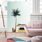 Surf Bus Yellow by Design Fabrikken on GIANT ART - multi coastal, landscapes, photography, beaches, cars, palm trees, surfing, tropical, transportation