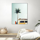 Surf Bus Yellow by Design Fabrikken on GIANT ART - multi coastal, landscapes, photography, beaches, cars, palm trees, surfing, tropical, transportation