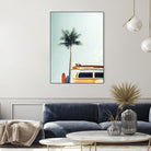 Surf Bus Yellow by Design Fabrikken on GIANT ART - multi coastal, landscapes, photography, beaches, cars, palm trees, surfing, tropical, transportation