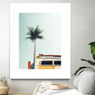 Surf Bus Yellow by Design Fabrikken on GIANT ART - multi coastal, landscapes, photography, beaches, cars, palm trees, surfing, tropical, transportation