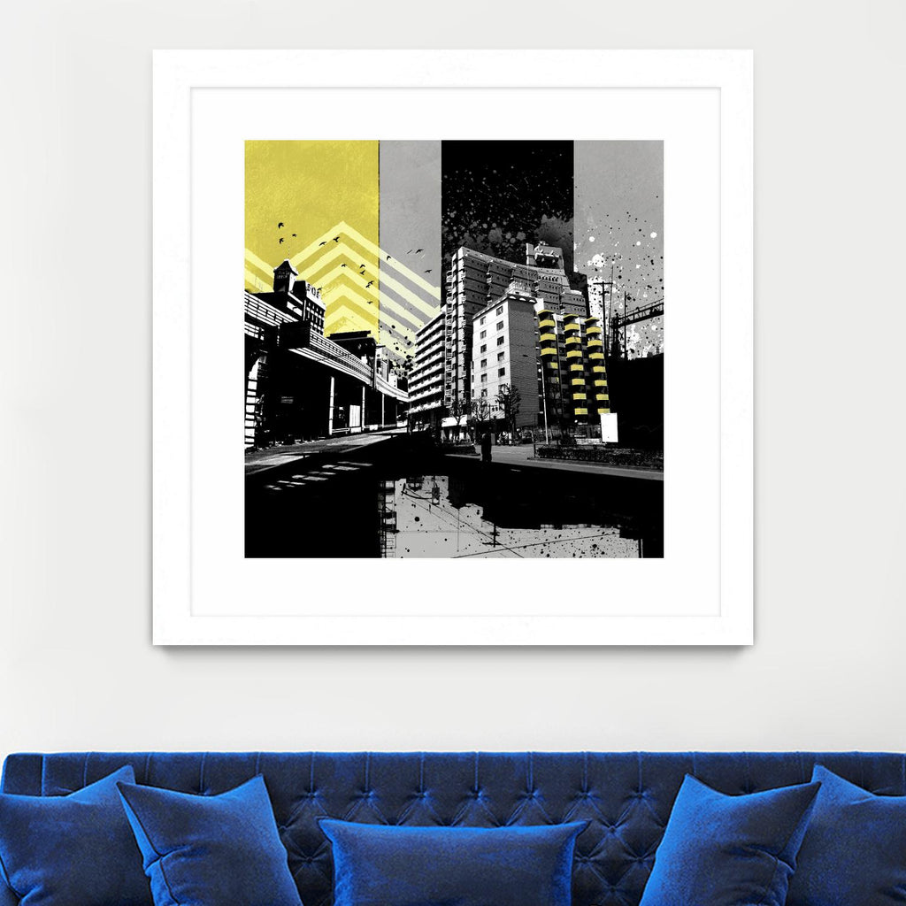 Triptych II by Elisabeth Brizzi on GIANT ART - yellow city scene