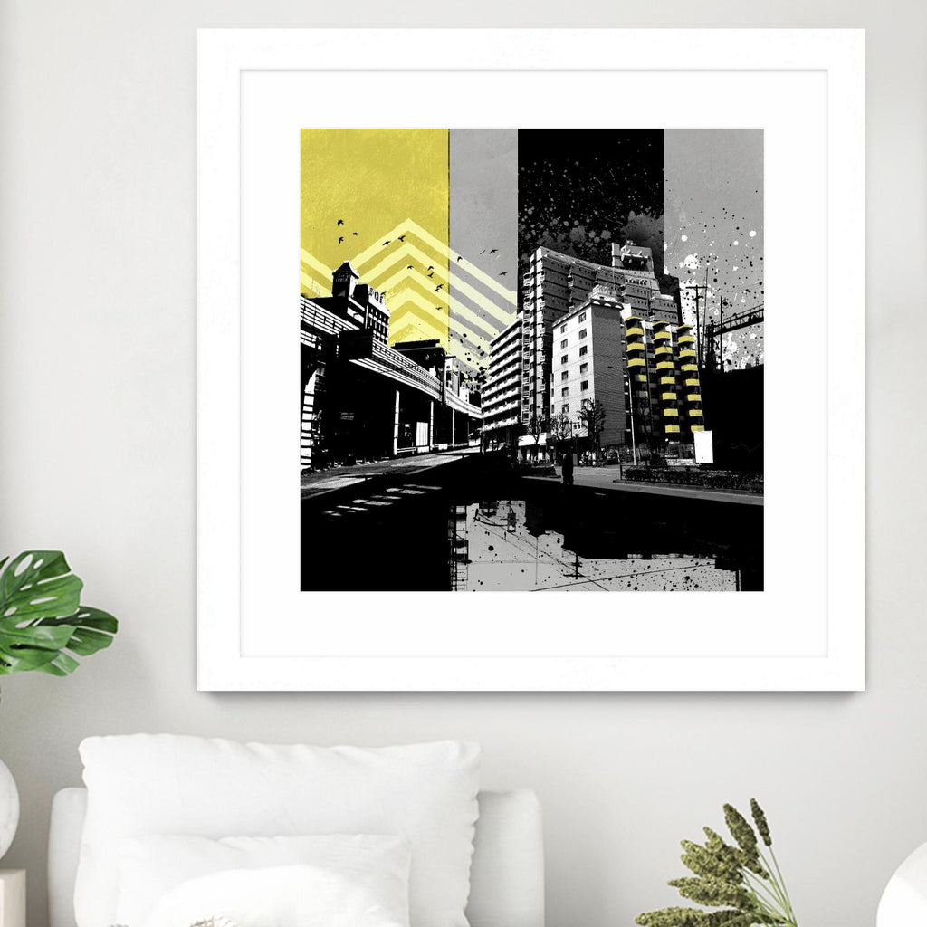 Triptych II by Elisabeth Brizzi on GIANT ART - yellow city scene