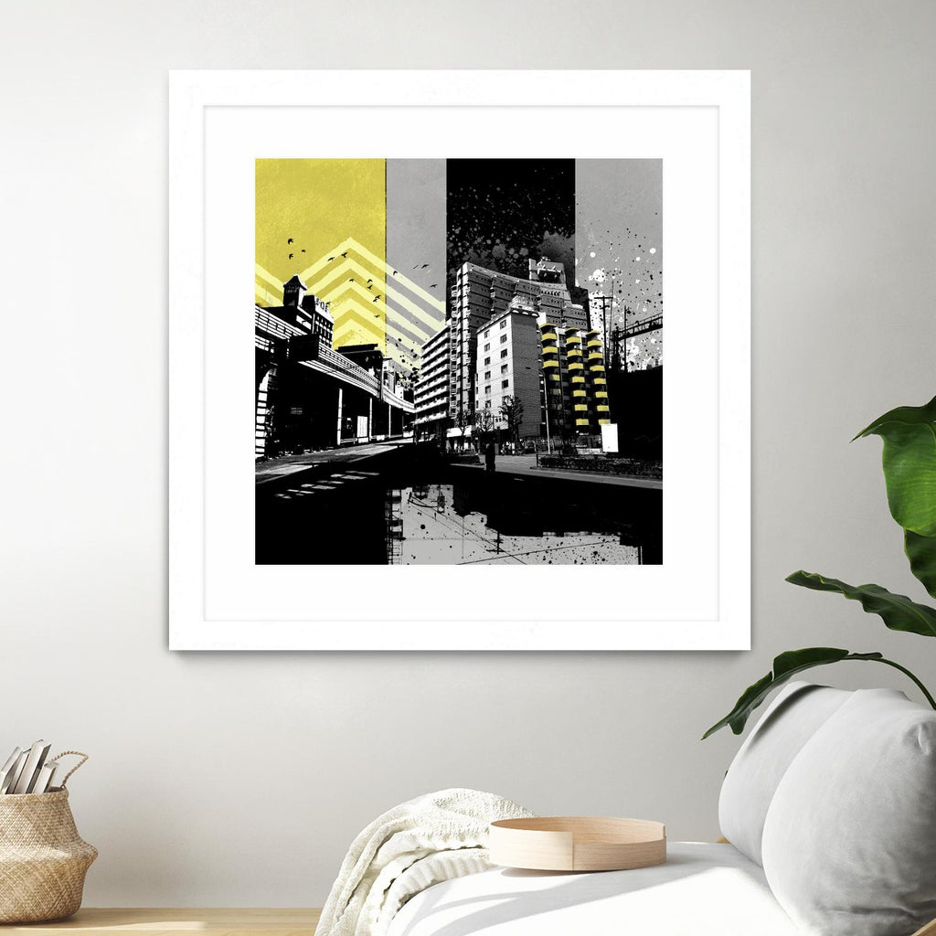 Triptych II by Elisabeth Brizzi on GIANT ART - yellow city scene