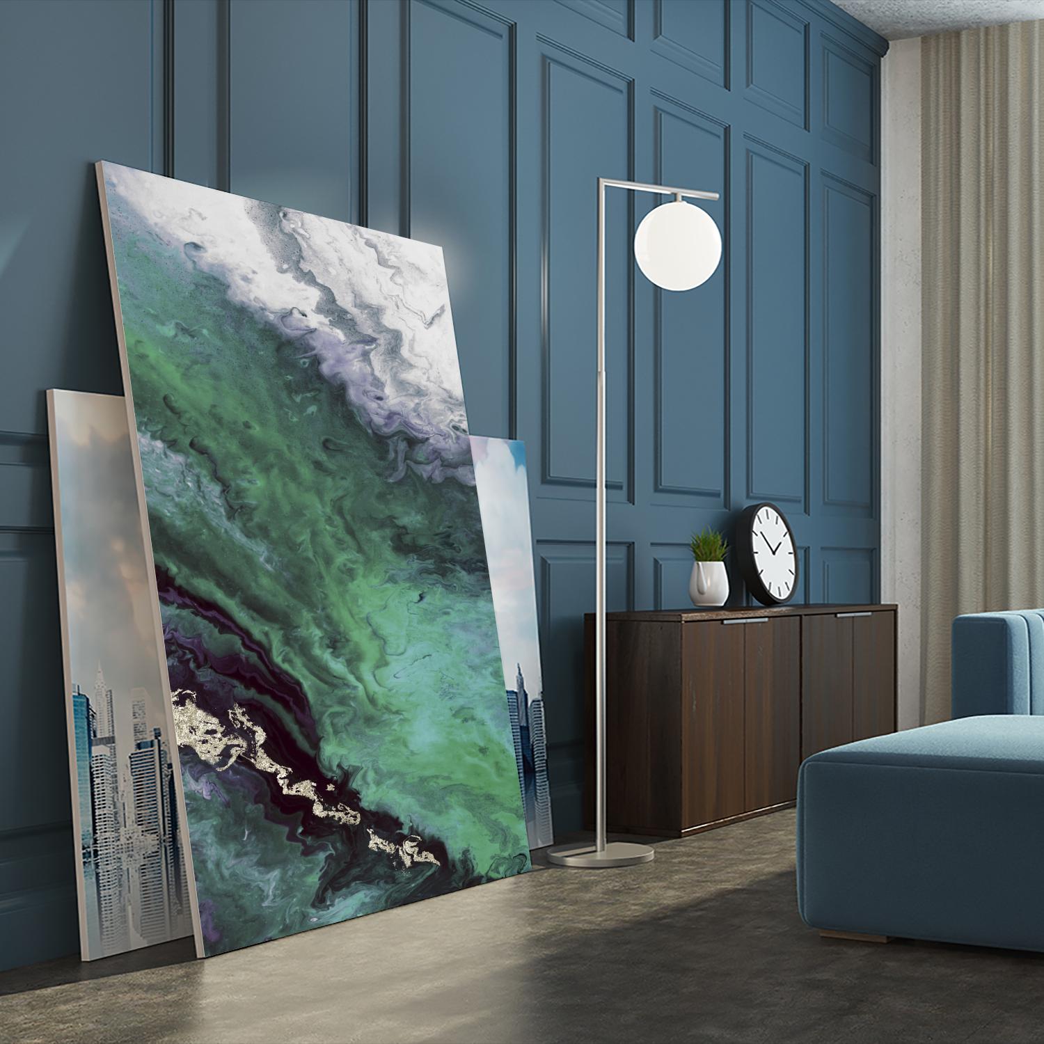 Green Shore Line From Above by Eva Watts on GIANT ART - white abstract