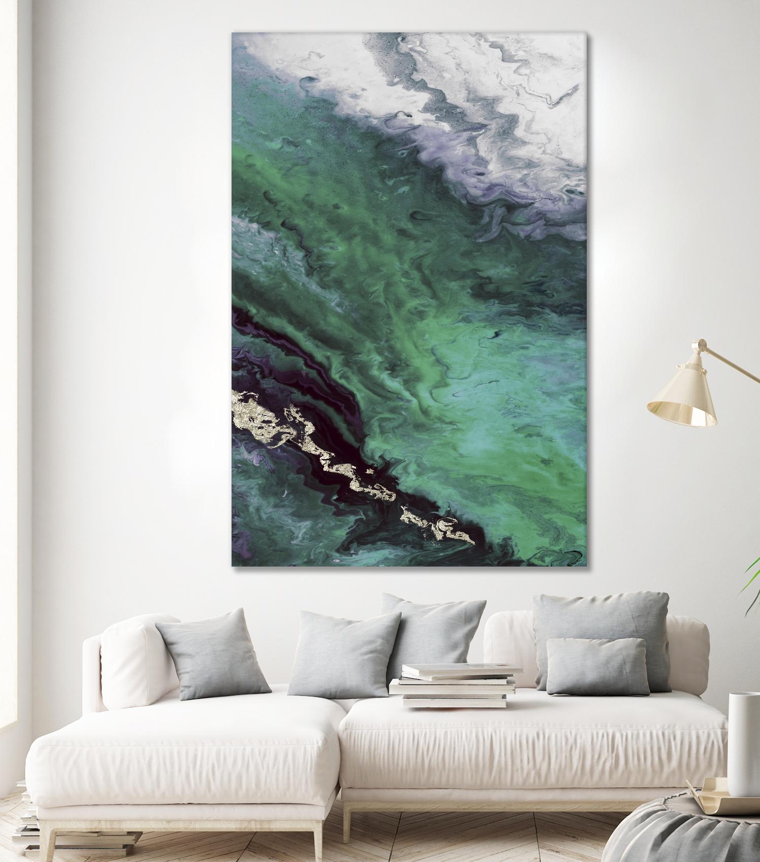 Green Shore Line From Above by Eva Watts on GIANT ART - white abstract