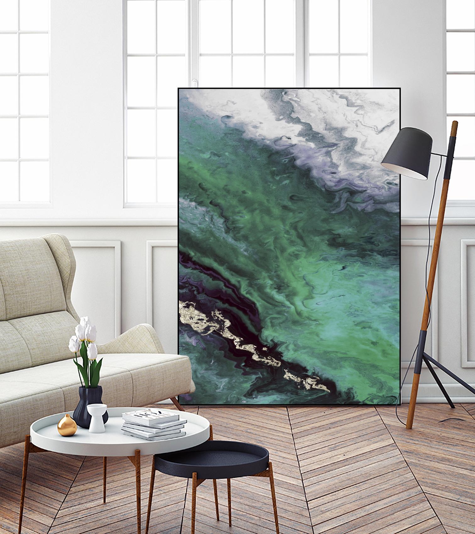 Green Shore Line From Above by Eva Watts on GIANT ART - white abstract