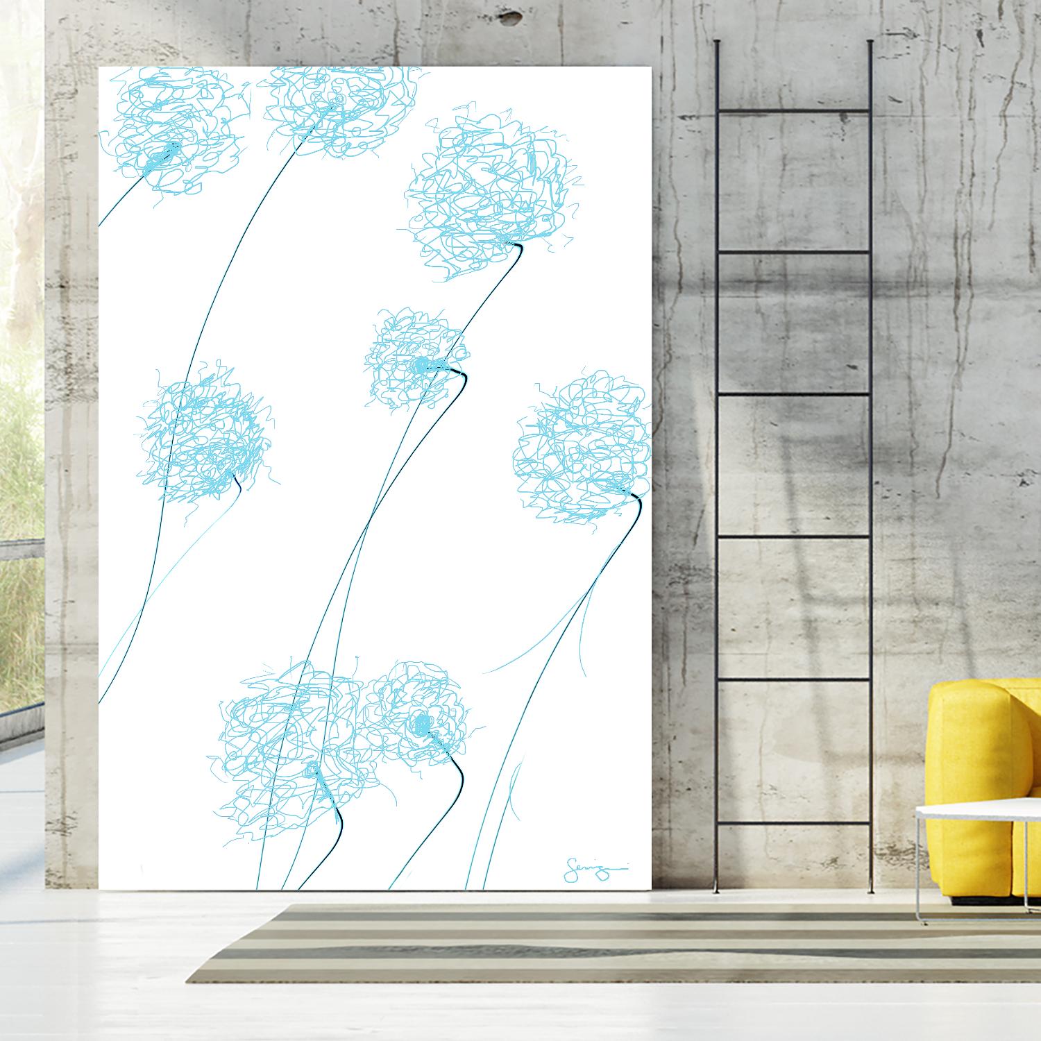 Day Flowers II by Joe Gemignani on GIANT ART - cyan abstract