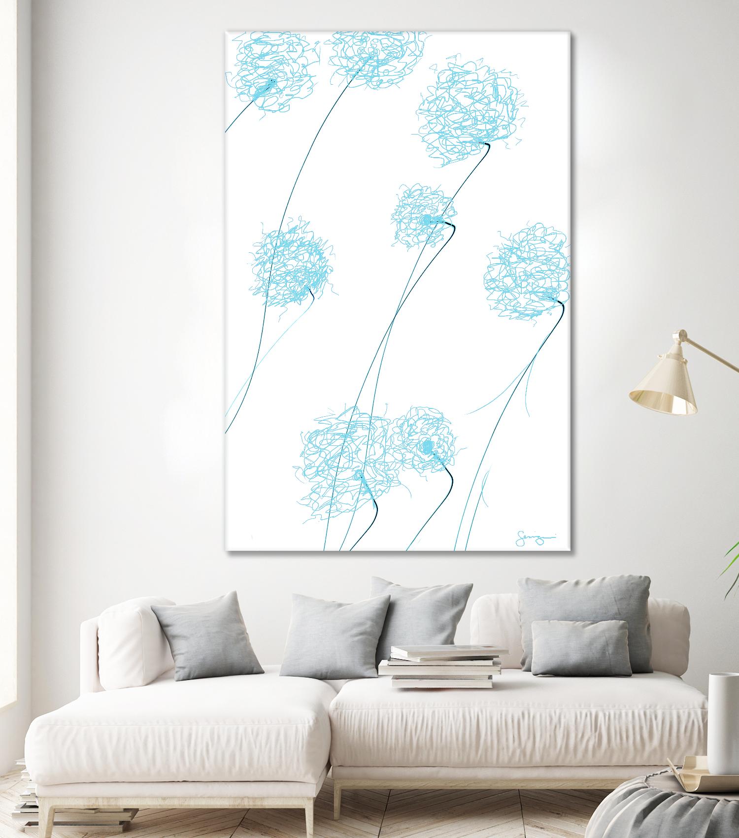 Day Flowers II by Joe Gemignani on GIANT ART - cyan abstract