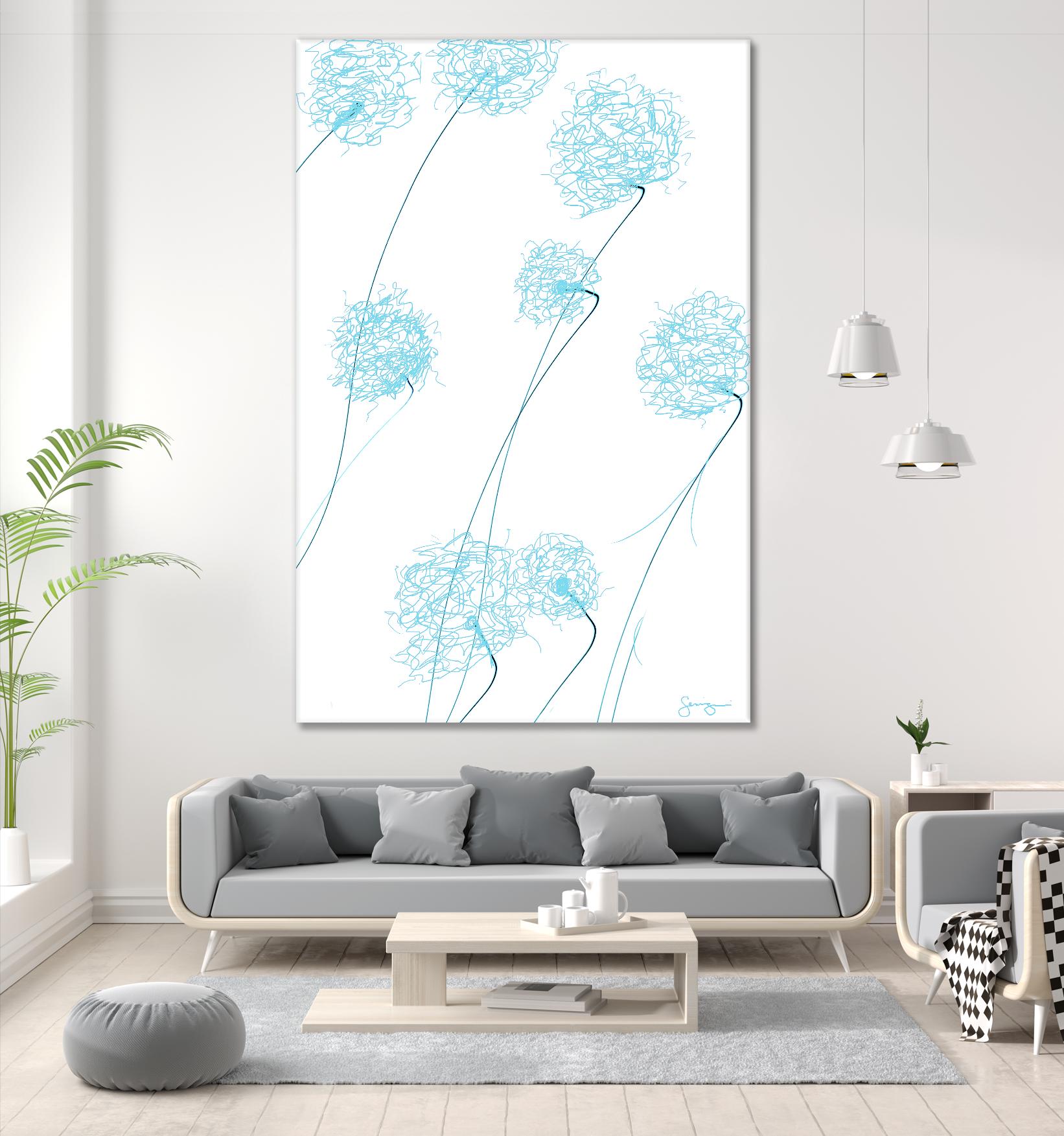 Day Flowers II by Joe Gemignani on GIANT ART - cyan abstract