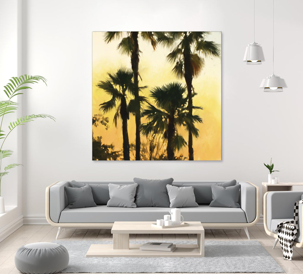 Morning Palm Tree I by Rick Novak on GIANT ART - yellow tropical