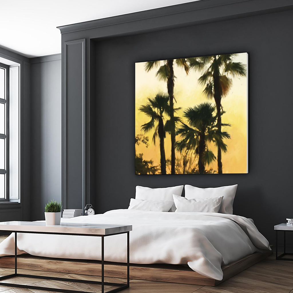 Morning Palm Tree I by Rick Novak on GIANT ART - yellow tropical