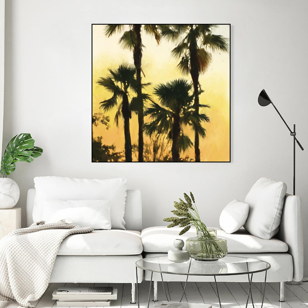 Morning Palm Tree I by Rick Novak on GIANT ART - yellow tropical