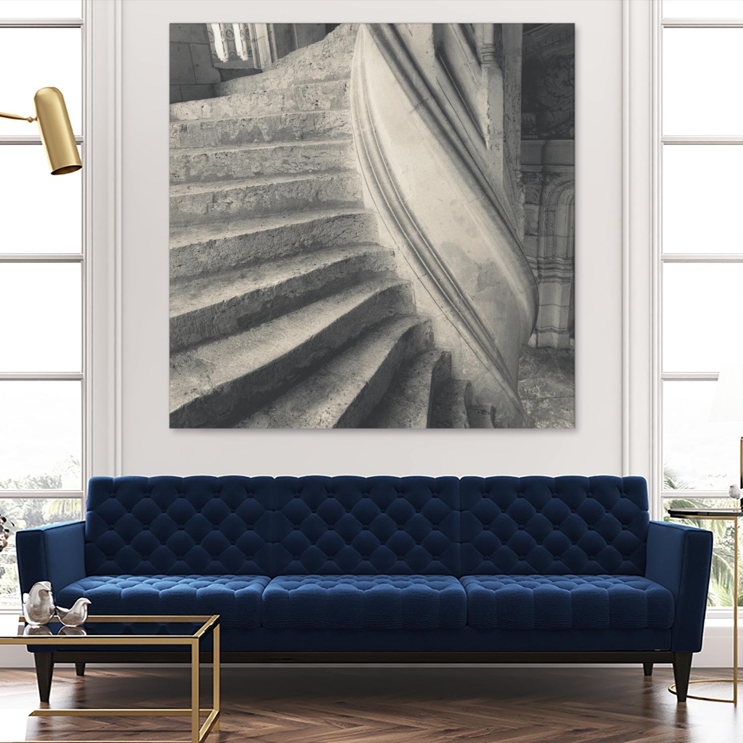 Descending I by YK Studios 1X on GIANT ART - gray architectural stair