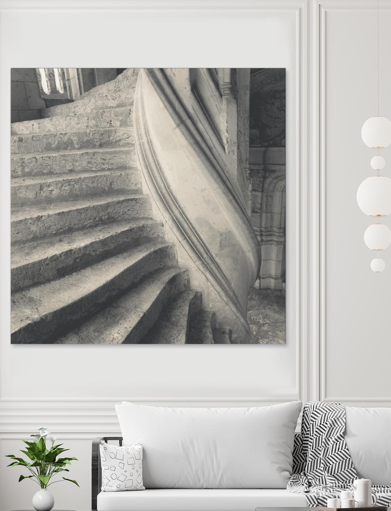 Descending I by YK Studios 1X on GIANT ART - gray architectural stair