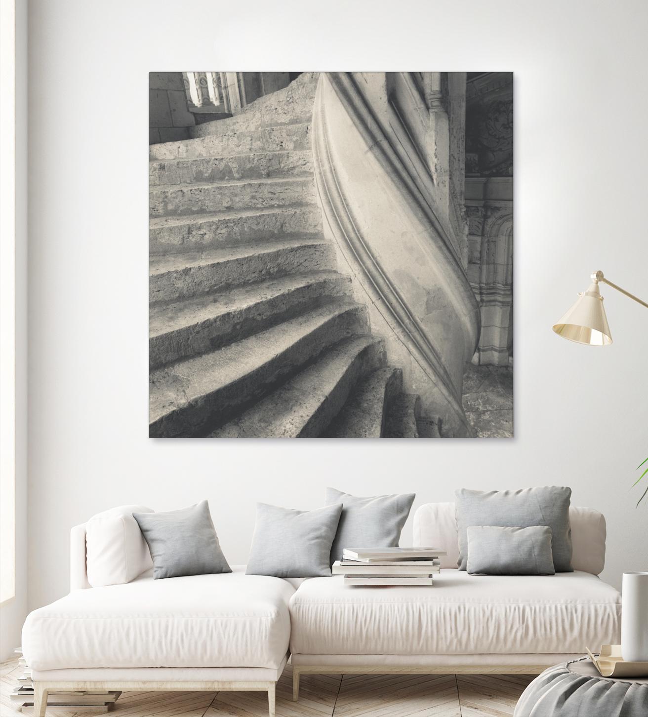 Descending I by YK Studios 1X on GIANT ART - gray architectural stair