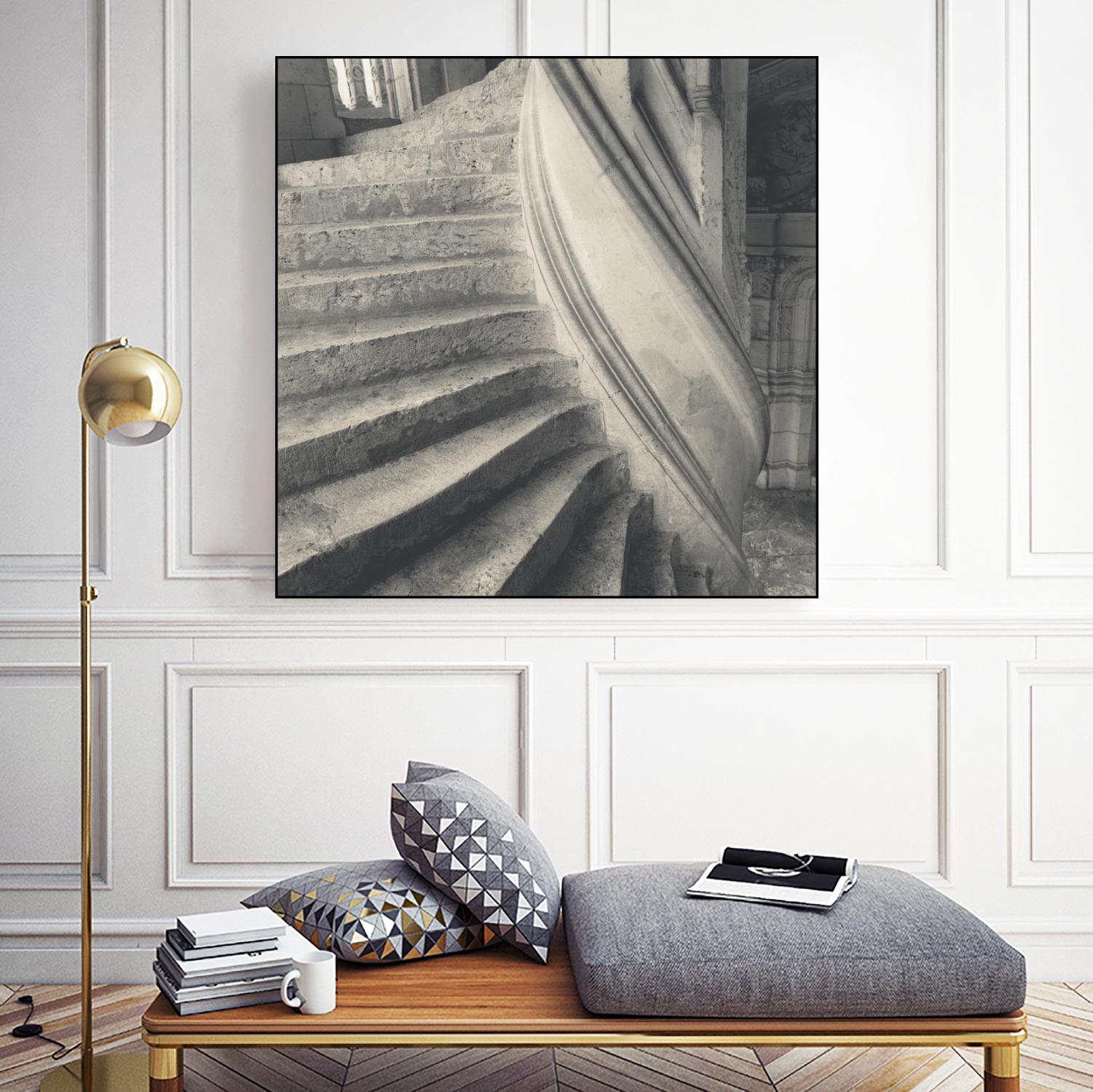 Descending I by YK Studios 1X on GIANT ART - gray architectural stair