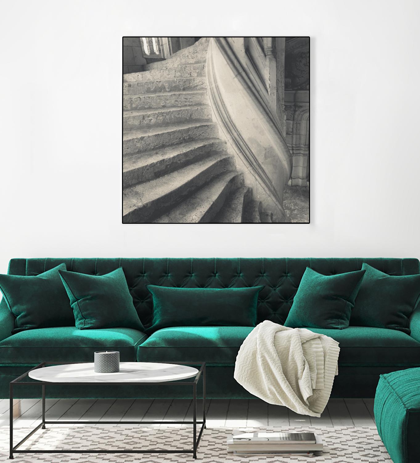 Descending I by YK Studios 1X on GIANT ART - gray architectural stair