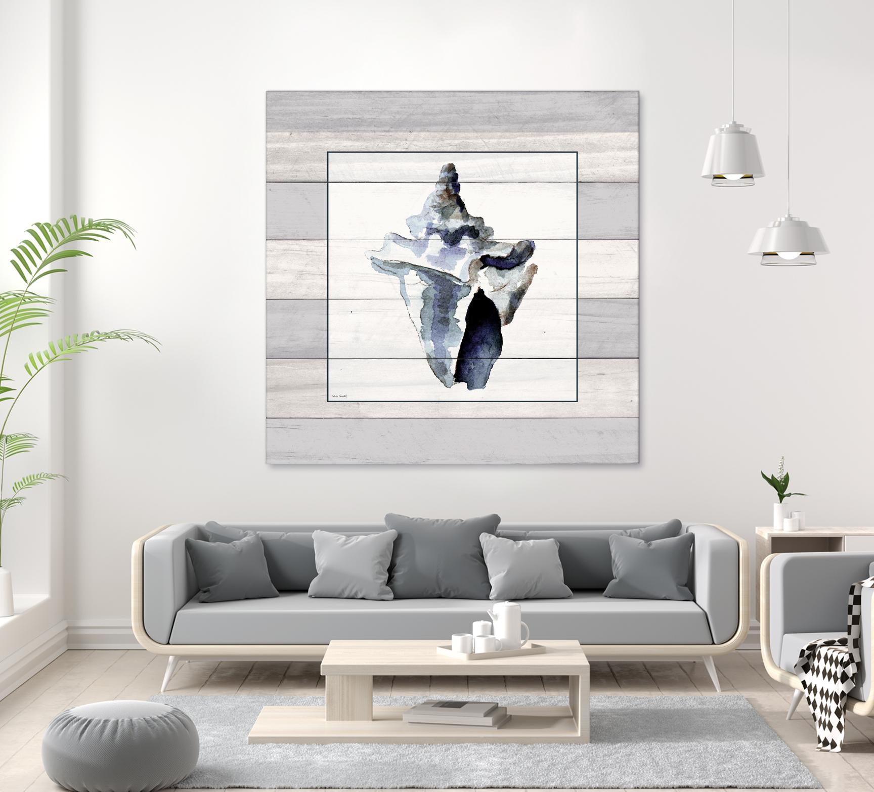 Muted Blue Sea Conch On Wood by Lanie Loreth on GIANT ART - coastal 