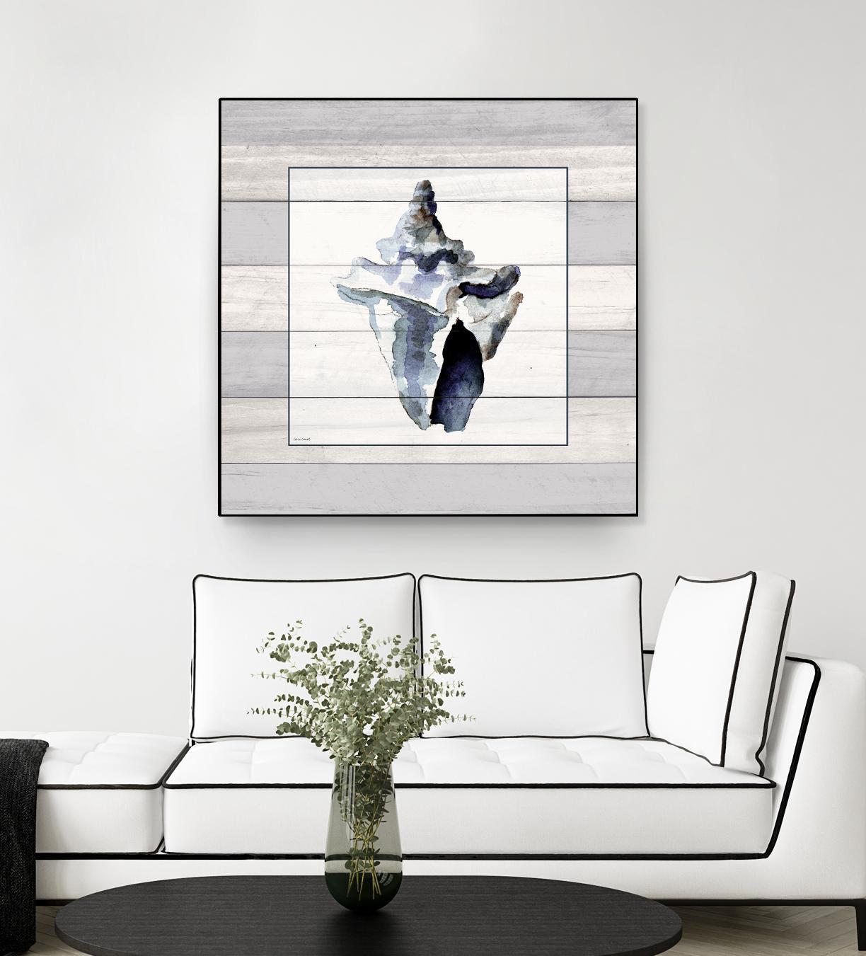 Muted Blue Sea Conch On Wood by Lanie Loreth on GIANT ART - coastal 
