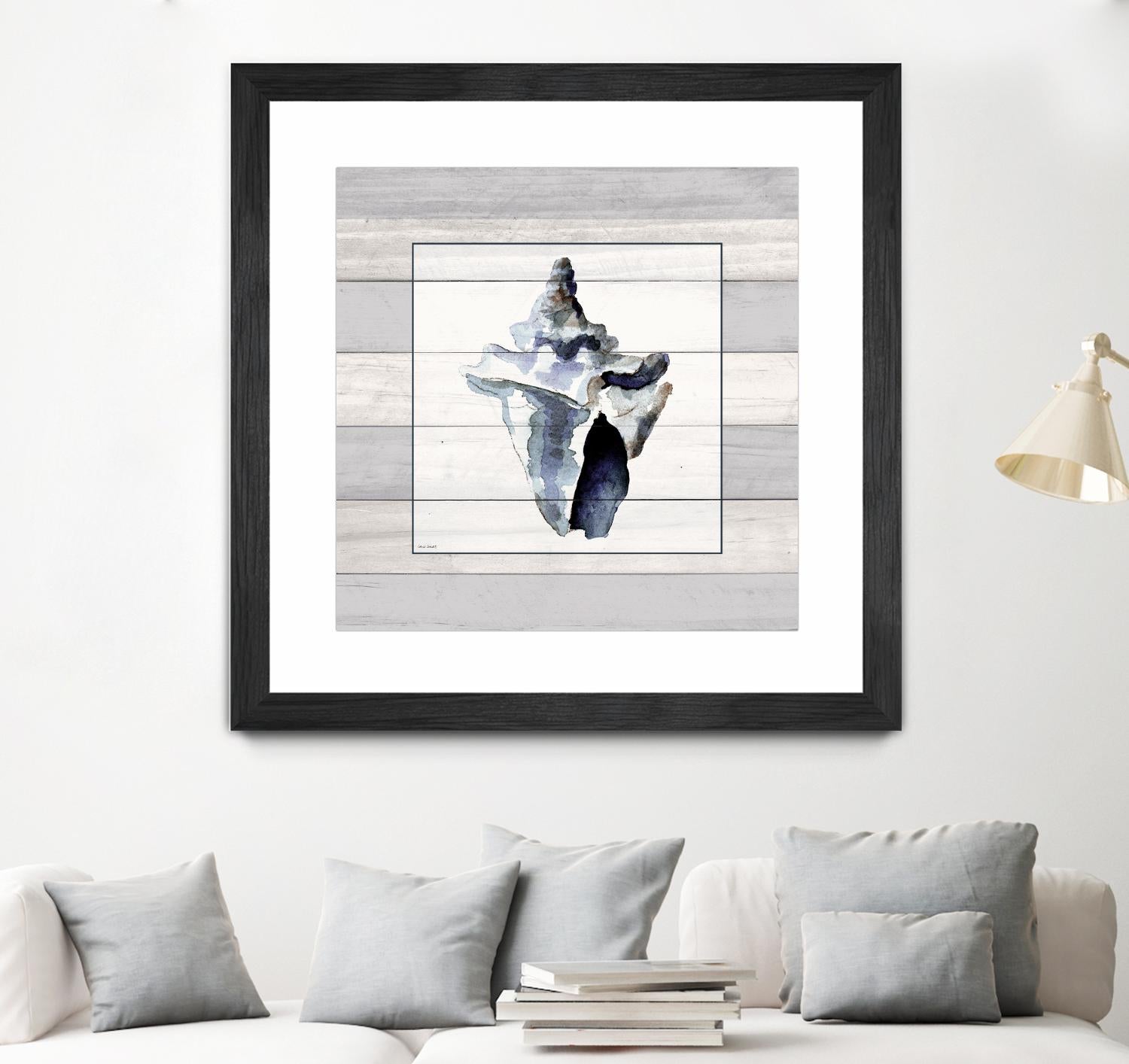 Muted Blue Sea Conch On Wood by Lanie Loreth on GIANT ART - coastal 