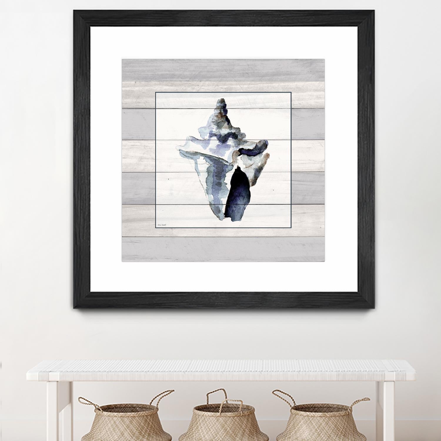 Muted Blue Sea Conch On Wood by Lanie Loreth on GIANT ART - coastal 