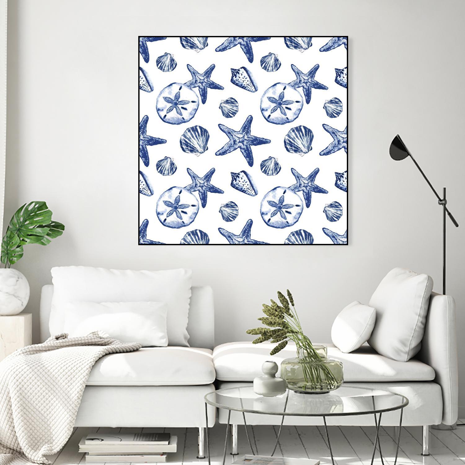 Deep Ocean Treasures White Pattern by Janice Gaynor on GIANT ART - coastal pattern