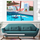 Pool Lounge Pink Chairs by Jen Bucheli on GIANT ART - decorative 