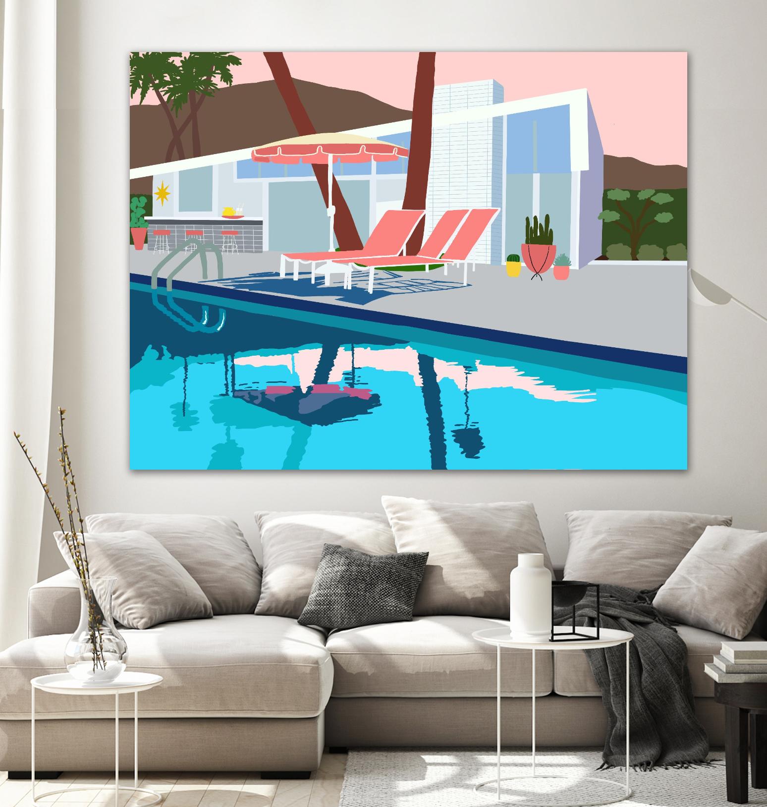 Pool Lounge Pink Chairs by Jen Bucheli on GIANT ART - decorative 