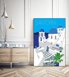 Santorini Against Blue Sky by Jen Bucheli on GIANT ART - architecture travel